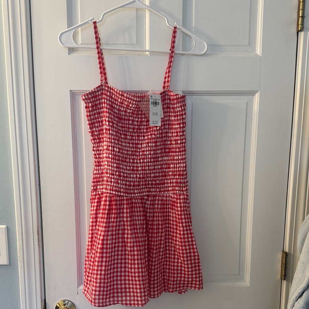 Hollister Red & White Gingham Smocked Sundress